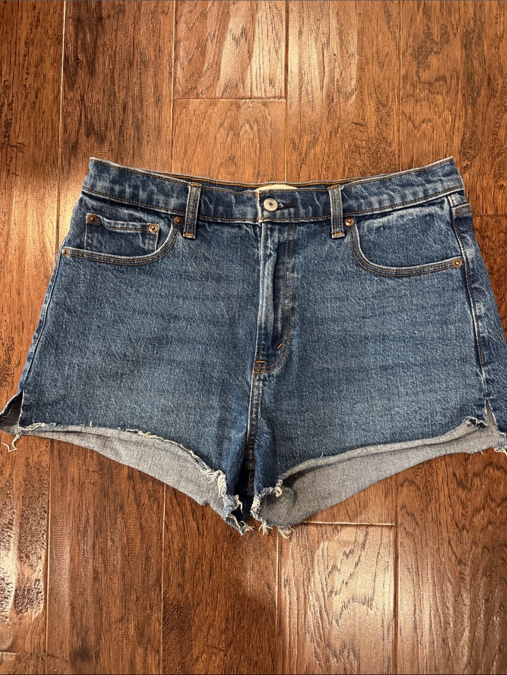 Abercrombie & Fitch Distressed Dark Blue Denim Cutoff Shorts
